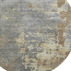 HomeRoots 8' Modern Abstract Washable Round Rug in Taupe & Gray - UV Protected, Family-Friendly Design! 697677