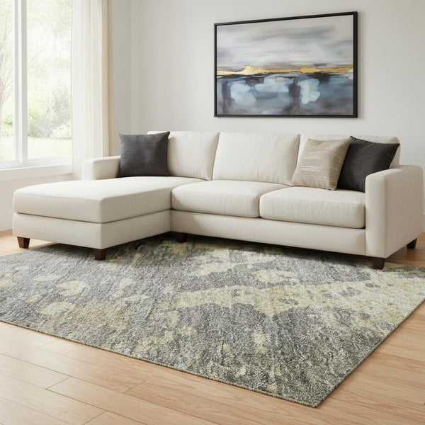 HomeRoots 8' X 10' Stylish Taupe Brown & Gray Abstract Washable Area Rug with UV Protection for Modern Homes 697678