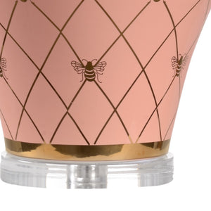 Chelsea House Ginger Coral-Glazed Table Lamp By Shayla Copas — 33" Elegant Ginger Jar With Gold Bee Motif & Geometric Accents 69768