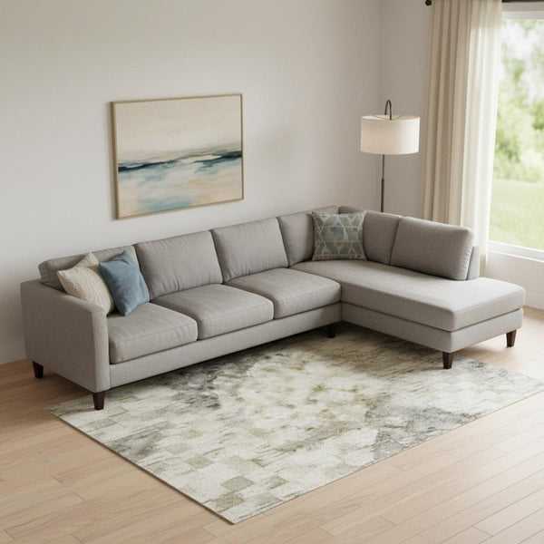 HomeRoots 10' X 14' Taupe Brown & Gray Abstract Area Rug - Washable, UV-Protected, Durable & Non-Slip Design 697680