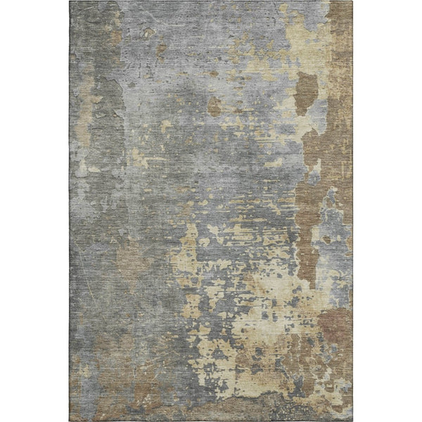 HomeRoots 10' X 14' Taupe Brown & Gray Abstract Area Rug - Washable, UV-Protected, Durable & Non-Slip Design 697680