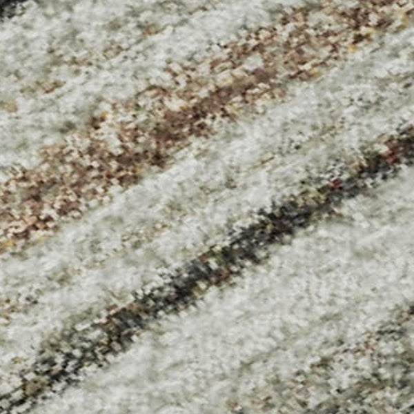 HomeRoots 8' Beige Ivory and Brown Striped Washable Round Rug - UV Protected, Durable, Stylish for Any Room 697683