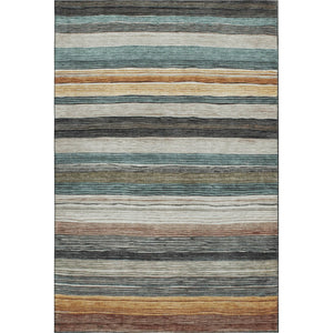 HomeRoots 8' X 10' Striped Washable Area Rug - Beige, Ivory & Brown with UV Protection for Modern Homes 697684