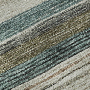 HomeRoots 8' X 10' Striped Washable Area Rug - Beige, Ivory & Brown with UV Protection for Modern Homes 697684
