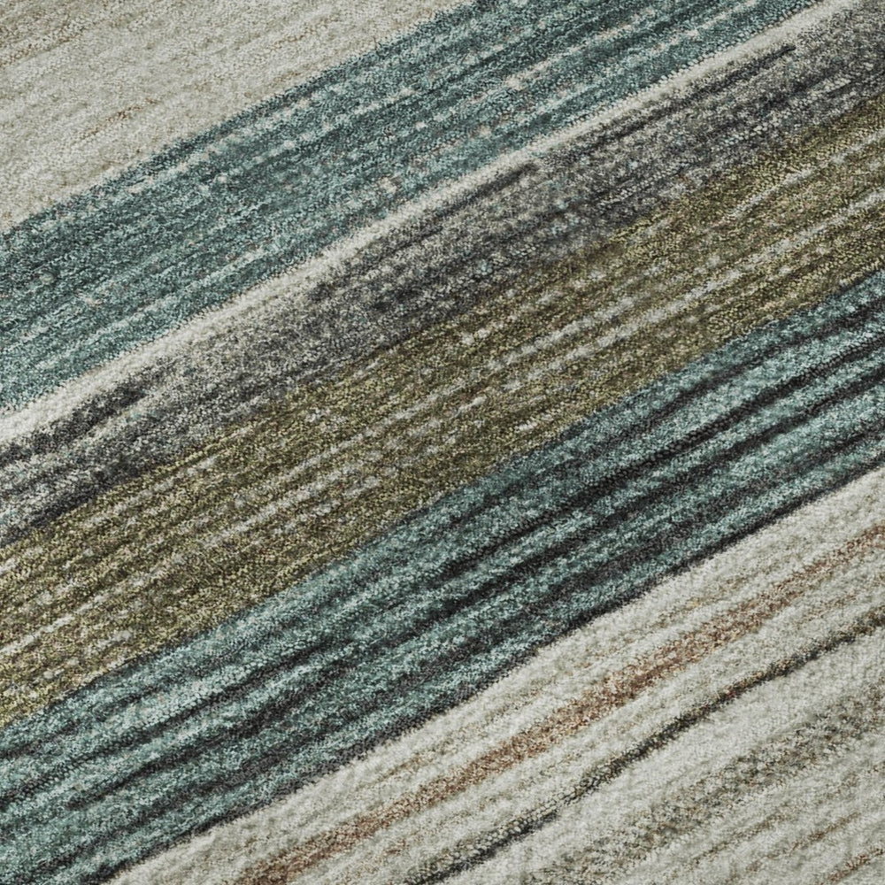 HomeRoots 9' X 12' Striped Washable Area Rug in Beige, Ivory & Brown – Perfect for Homes with Kids and Pets! 697685