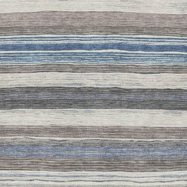 HomeRoots 5' X 8' Coastal Denim Blue Striped Washable Area Rug with UV Protection for Busy Homes & Pets 697688