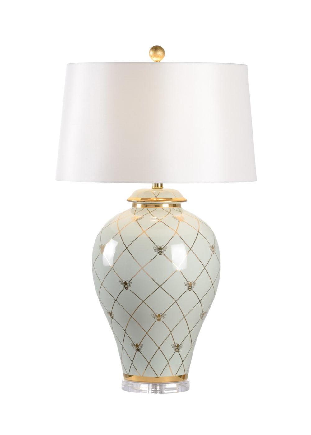 Chelsea House Ginger Mint Glazed Jar Lamp By Shayla Copas — 33" Sculptural Ceramic Table Lamp With Gold Bee Accents 69769