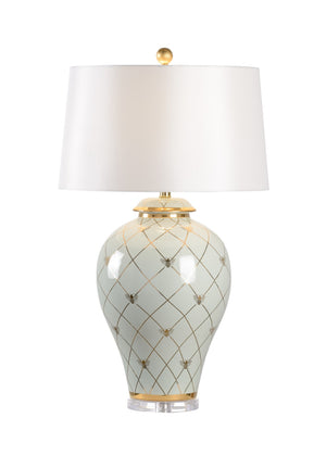 Chelsea House Ginger Mint Glazed Jar Lamp By Shayla Copas — 33" Sculptural Ceramic Table Lamp With Gold Bee Accents 69769