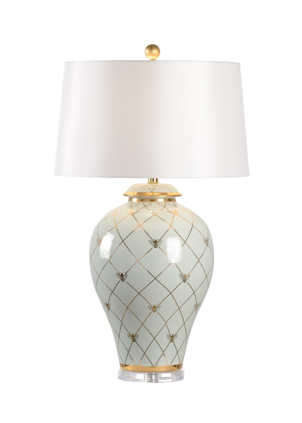Chelsea House Ginger Mint Glazed Jar Lamp By Shayla Copas — 33" Sculptural Ceramic Table Lamp With Gold Bee Accents 69769