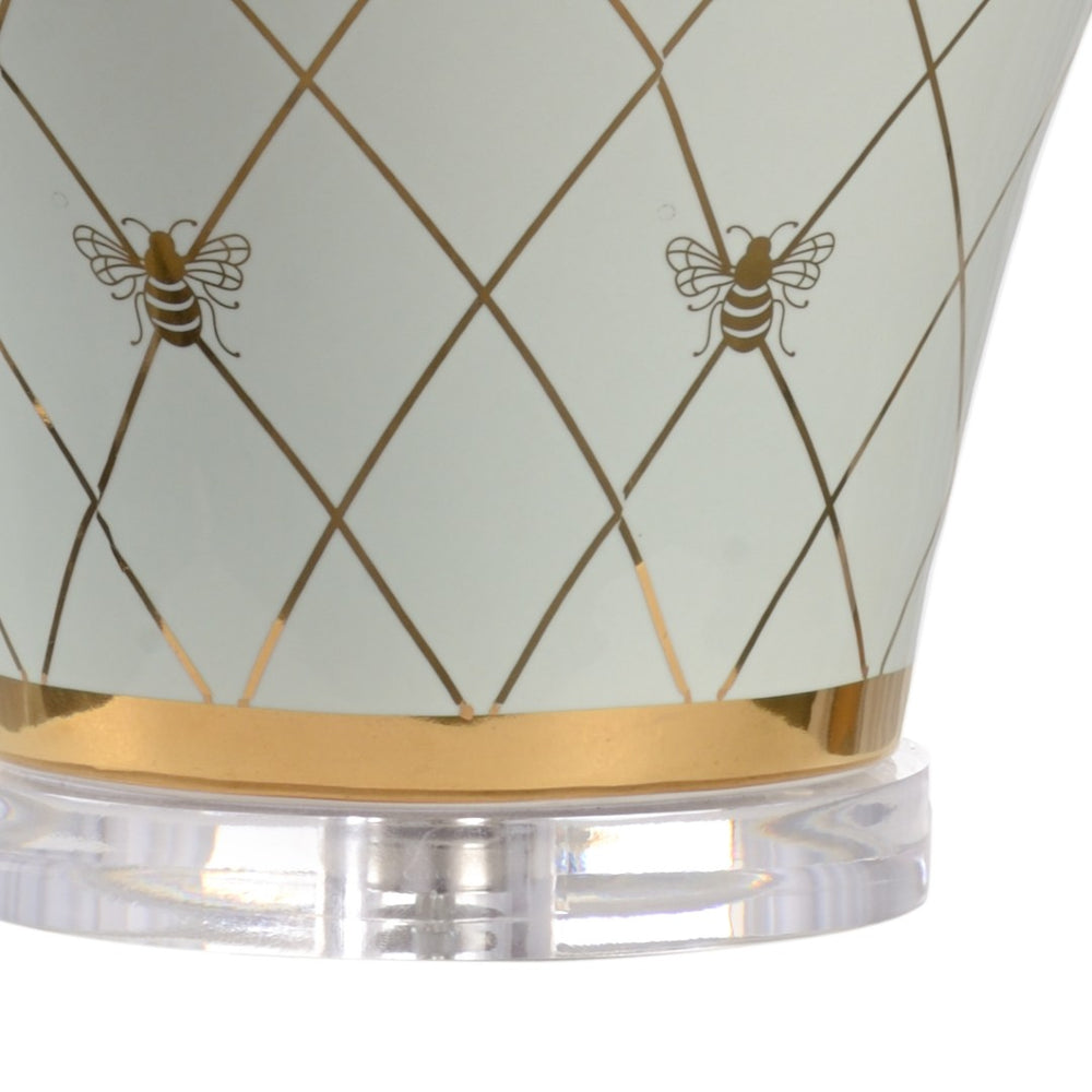 Chelsea House Ginger Mint Glazed Jar Lamp By Shayla Copas — 33" Sculptural Ceramic Table Lamp With Gold Bee Accents 69769