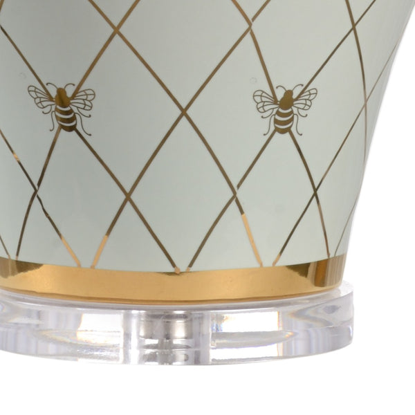 Chelsea House Ginger Mint Glazed Jar Lamp By Shayla Copas — 33" Sculptural Ceramic Table Lamp With Gold Bee Accents 69769