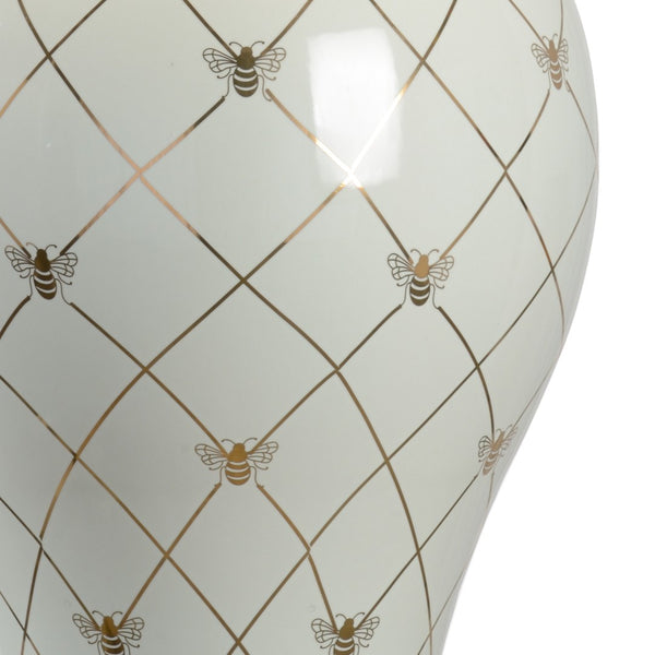 Chelsea House Ginger Mint Glazed Jar Lamp By Shayla Copas — 33" Sculptural Ceramic Table Lamp With Gold Bee Accents 69769
