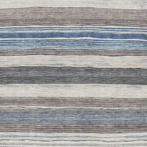 HomeRoots 9' X 12' Denim Blue Striped Area Rug - Washable, UV-Protected, Durable Design for Busy Homes 697691