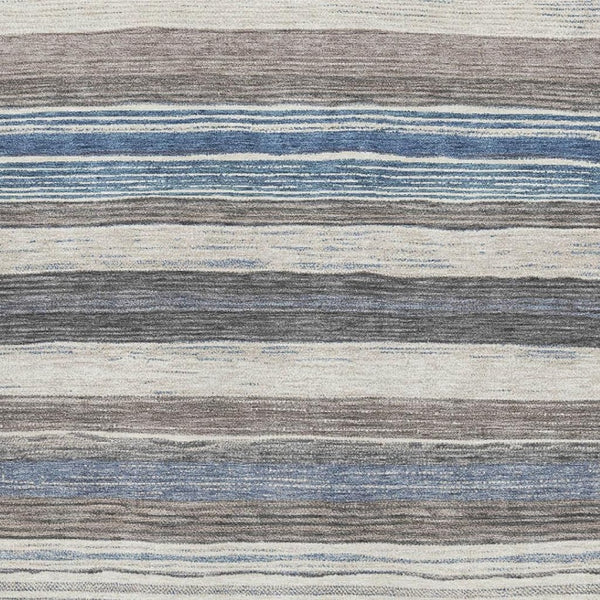HomeRoots 9' X 12' Denim Blue Striped Area Rug - Washable, UV-Protected, Durable Design for Busy Homes 697691