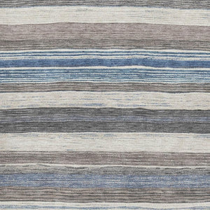 HomeRoots 10' X 14' Striped Denim Blue, Ivory & Gray Area Rug - Washable, Stain-Resistant, UV Protected Design 697692