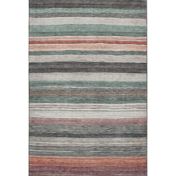 HomeRoots 8' X 10' Striped Pale Aqua Area Rug - Washable, UV Protected, Durable, Perfect for Busy Homes! 697696
