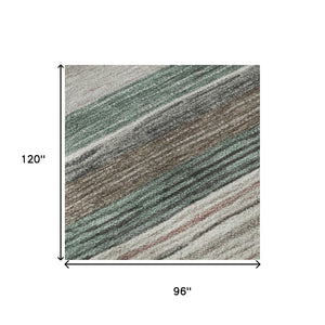 HomeRoots 8' X 10' Striped Pale Aqua Area Rug - Washable, UV Protected, Durable, Perfect for Busy Homes! 697696