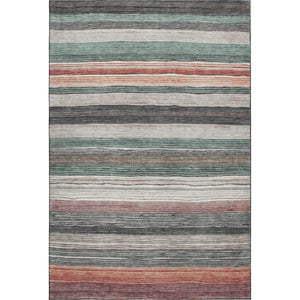 HomeRoots 9' X 12' Coastal Striped Area Rug in Pale Aqua, Rust & Ivory – UV-Protected, Easy-Care, Durable Design 697697