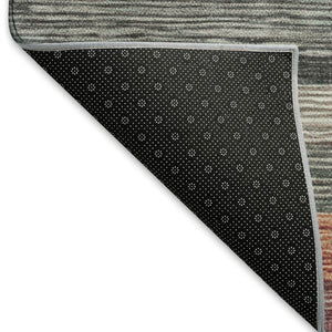 HomeRoots 9' X 12' Coastal Striped Area Rug in Pale Aqua, Rust & Ivory – UV-Protected, Easy-Care, Durable Design 697697