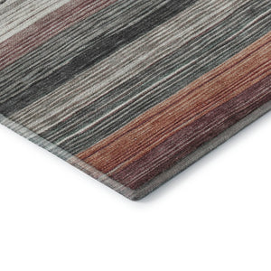 HomeRoots 9' X 12' Coastal Striped Area Rug in Pale Aqua, Rust & Ivory – UV-Protected, Easy-Care, Durable Design 697697