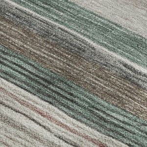 HomeRoots 9' X 12' Coastal Striped Area Rug in Pale Aqua, Rust & Ivory – UV-Protected, Easy-Care, Durable Design 697697