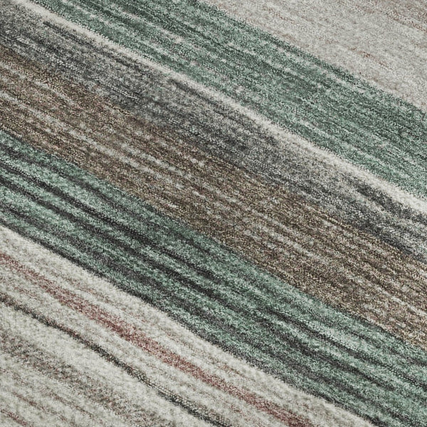 HomeRoots 9' X 12' Coastal Striped Area Rug in Pale Aqua, Rust & Ivory – UV-Protected, Easy-Care, Durable Design 697697