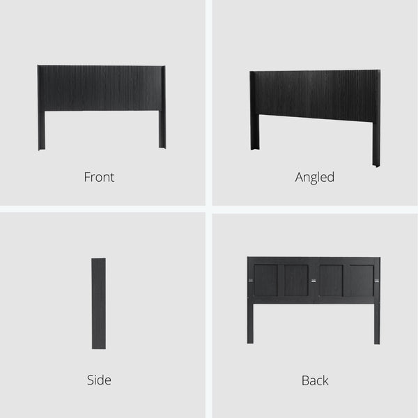 English Elm Wood Fluted Wingback Queen Headboard Wall Mounted Walnut Farmhouse Bedroom Accent W3520P327614