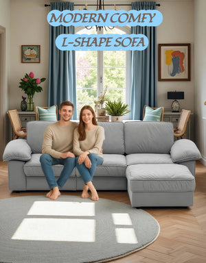 English Elm Fx-P20M-3S0-Gy Modern L-Shaped Sectional Sofa With Chaise & Ottoman – Cozy, Space-Saving Design! W576S00232