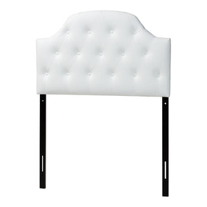 Baxton Studio Baxton Morris Twin Size Headboard: Stylish White Faux Leather, Button-Tufted, Scalloped Design & Durable Frame BBT6496-White-Twin HB