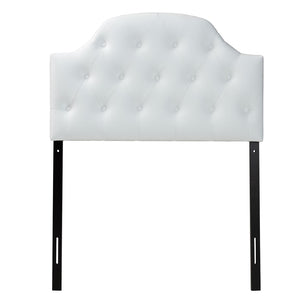 Baxton Studio Baxton Morris Twin Size Headboard: Stylish White Faux Leather, Button-Tufted, Scalloped Design & Durable Frame BBT6496-White-Twin HB