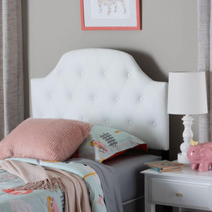 Baxton Studio Baxton Morris Twin Size Headboard: Stylish White Faux Leather, Button-Tufted, Scalloped Design & Durable Frame BBT6496-White-Twin HB