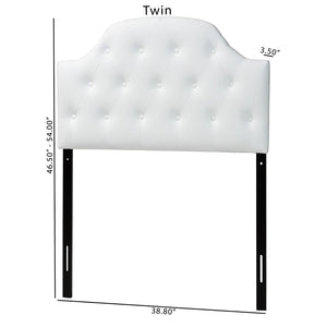 Baxton Studio Baxton Morris Twin Size Headboard: Stylish White Faux Leather, Button-Tufted, Scalloped Design & Durable Frame BBT6496-White-Twin HB