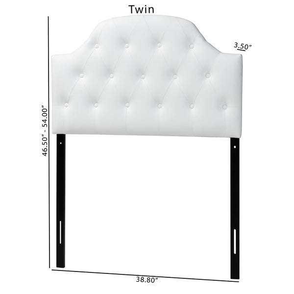 Baxton Studio Baxton Morris Twin Size Headboard: Stylish White Faux Leather, Button-Tufted, Scalloped Design & Durable Frame BBT6496-White-Twin HB