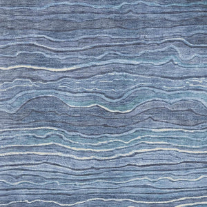 HomeRoots 8' X 10' Striped Washable Area Rug in Blue, Ivory & Gray with UV Protection for Busy Homes 697702