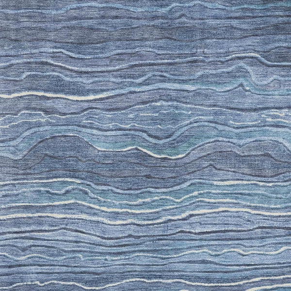 HomeRoots 8' X 10' Striped Washable Area Rug in Blue, Ivory & Gray with UV Protection for Busy Homes 697702