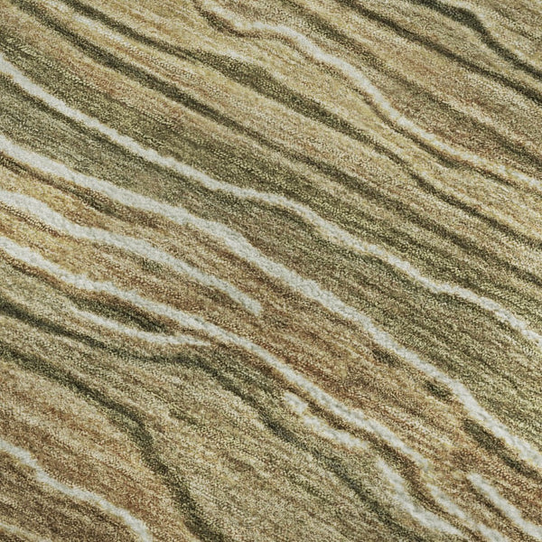 HomeRoots 8' X 10' Striped Washable Area Rug in Fern Green, Gray & Ivory with UV Protection for Easy Care 697708