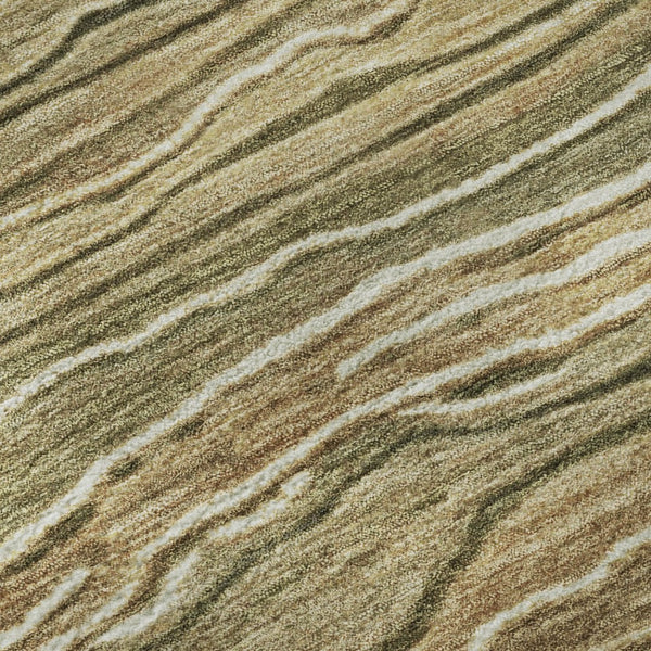 HomeRoots 9' X 12' Striped Washable Area Rug in Fern Green, Gray & Ivory - UV Protected for High-Traffic Rooms 697709