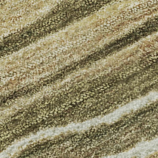 HomeRoots 9' X 12' Striped Washable Area Rug in Fern Green, Gray & Ivory - UV Protected for High-Traffic Rooms 697709