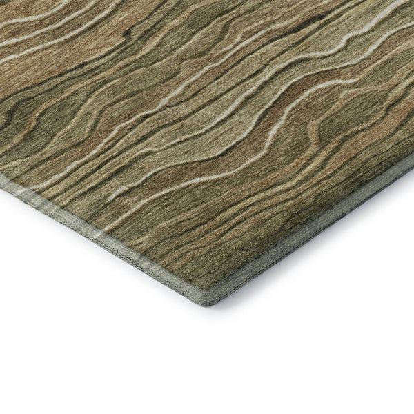 HomeRoots 10' X 14' Fern Green, Gray & Ivory Striped Area Rug - UV Protected, Stain Resistant, Non-Slip Design 697710