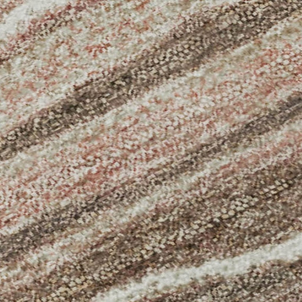 HomeRoots 8' X 10' Stylish Coffee, Copper & Beige Striped Washable Area Rug with UV Protection & Durability 697714