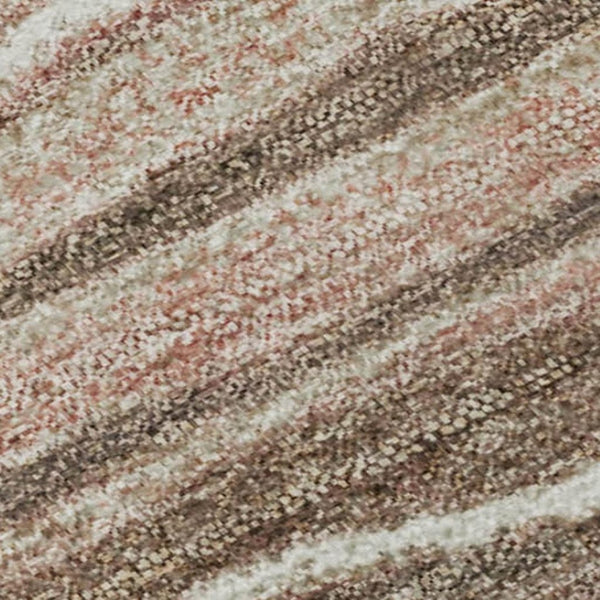 HomeRoots 8' X 10' Stylish Coffee, Copper & Beige Striped Washable Area Rug with UV Protection & Durability 697714