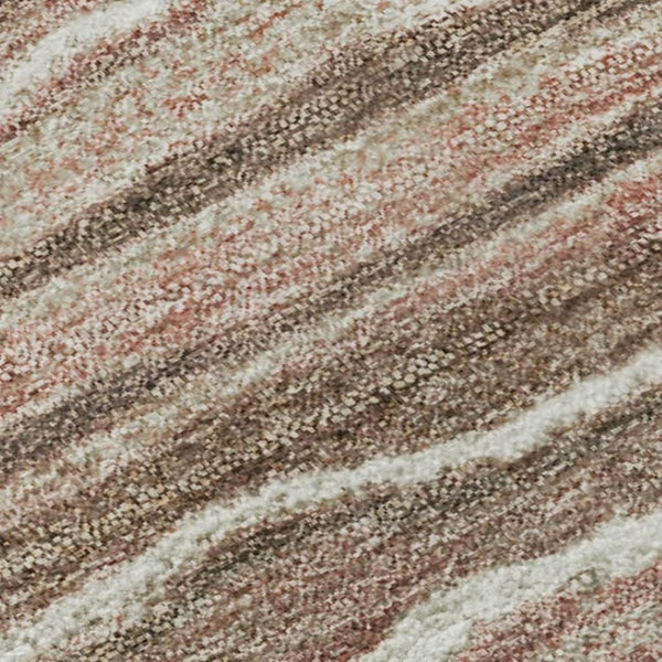 HomeRoots 8' X 10' Stylish Coffee, Copper & Beige Striped Washable Area Rug with UV Protection & Durability 697714