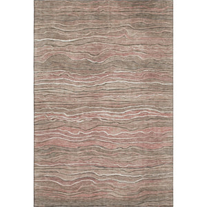HomeRoots 9' X 12' Striped Washable Area Rug in Coffee, Copper, and Beige – Durable, UV Protected & Easy Care 697715