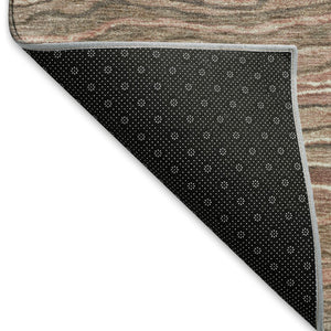 HomeRoots 9' X 12' Striped Washable Area Rug in Coffee, Copper, and Beige – Durable, UV Protected & Easy Care 697715