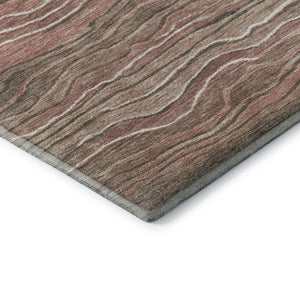 HomeRoots 9' X 12' Striped Washable Area Rug in Coffee, Copper, and Beige – Durable, UV Protected & Easy Care 697715