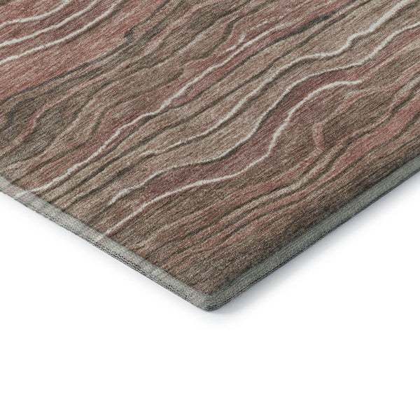 HomeRoots 9' X 12' Striped Washable Area Rug in Coffee, Copper, and Beige – Durable, UV Protected & Easy Care 697715