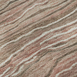 HomeRoots 9' X 12' Striped Washable Area Rug in Coffee, Copper, and Beige – Durable, UV Protected & Easy Care 697715