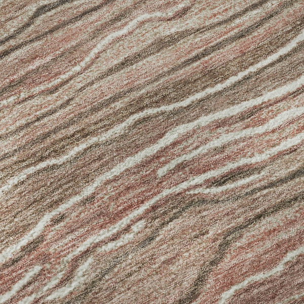 HomeRoots 9' X 12' Striped Washable Area Rug in Coffee, Copper, and Beige – Durable, UV Protected & Easy Care 697715