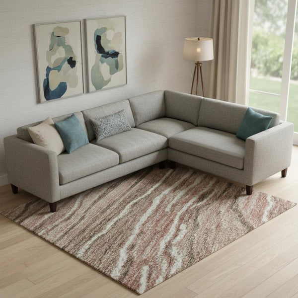 HomeRoots 10' Coffee Copper and Beige Striped Washable Area Rug - Durable, UV-Protected, Stain Resistant Design 697716