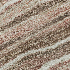 HomeRoots 10' Coffee Copper and Beige Striped Washable Area Rug - Durable, UV-Protected, Stain Resistant Design 697716